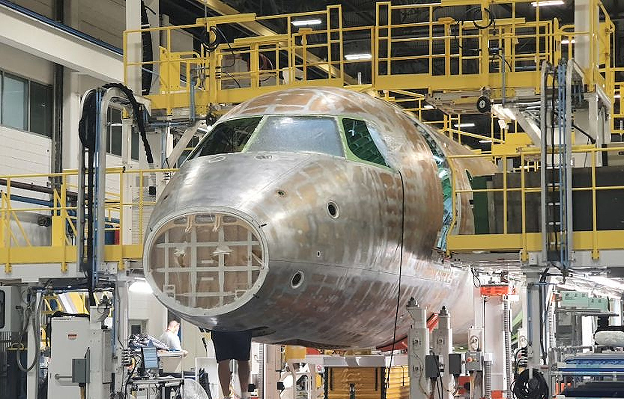 An Embraer E195-E2 under construction for Porter Airlines.