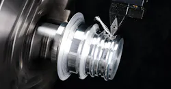 The VBGT-AL insert finish profiling an N1 aluminum cylindrical bar. The VBGT-AL insert finish profiling an N1 aluminum cylindrical bar.