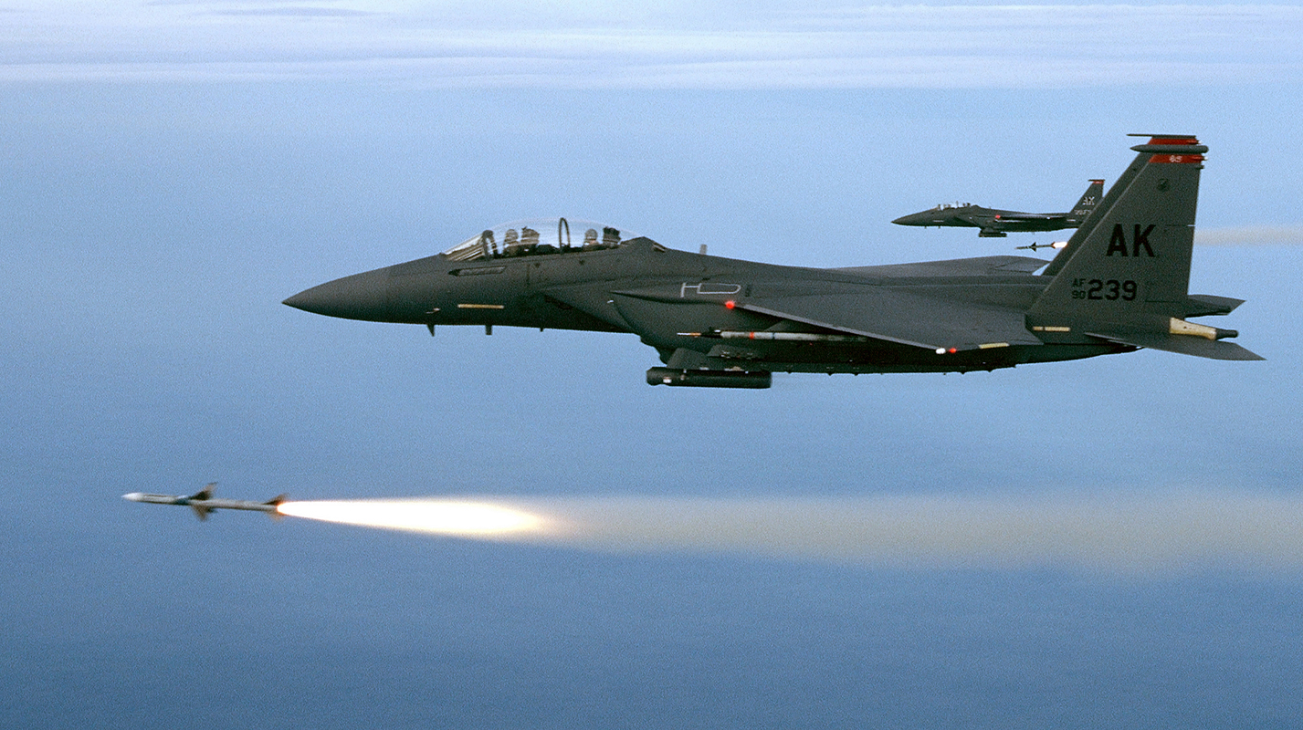 A USAF Boeing F-15 fighter jet.