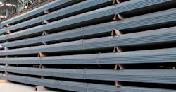 Finished steel in a warehouse. Finished steel in a warehouse.