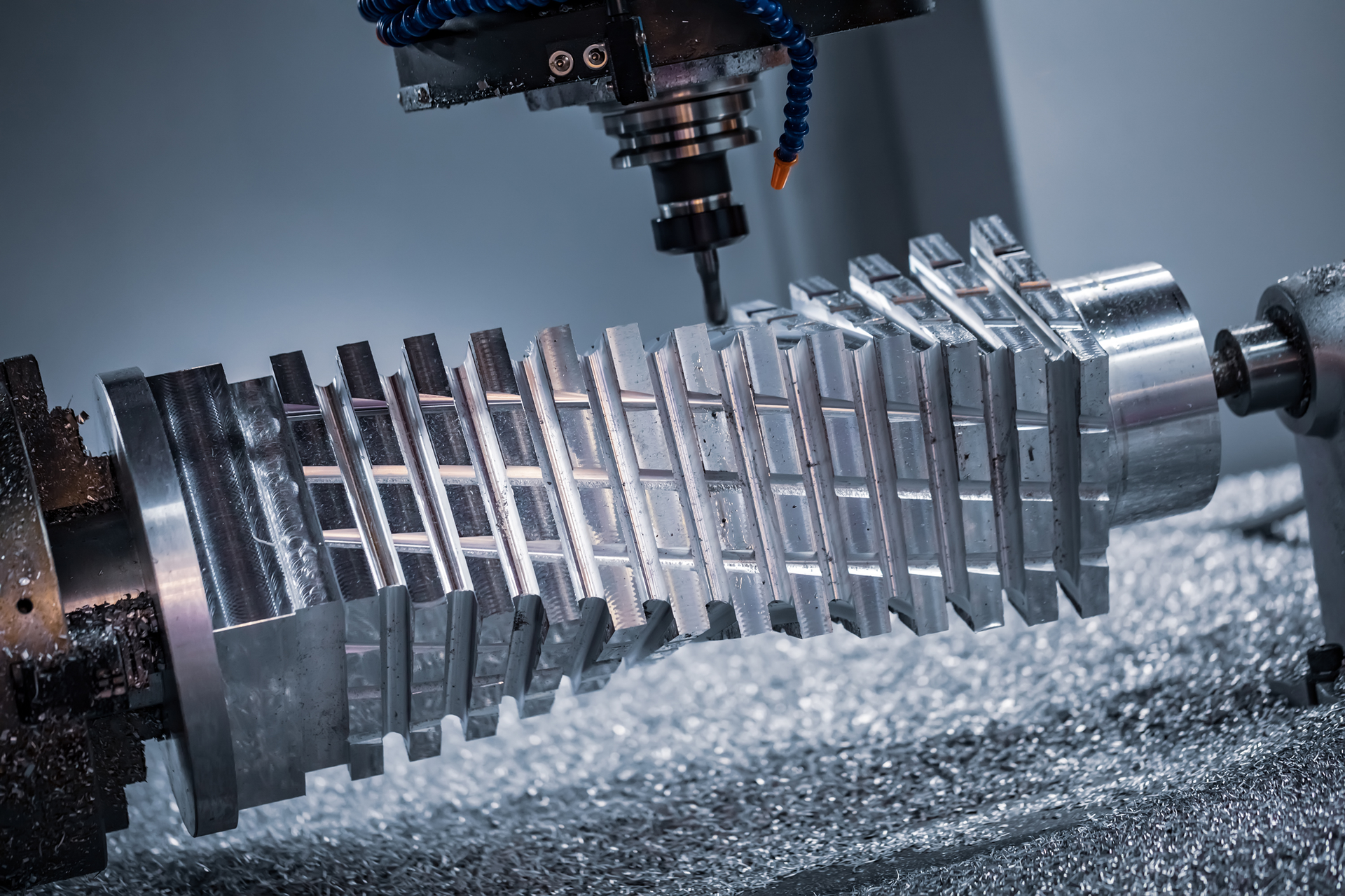 Complex milling/turning on a CNC machine.
