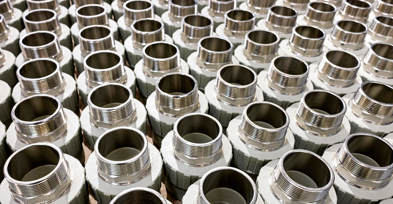 Metal pipe couplings.