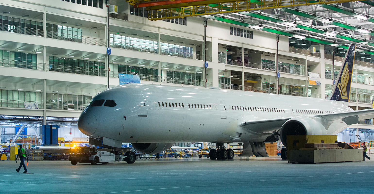 Boeing rolls out Singapore Airlines' first 787-10 Dreamliner.