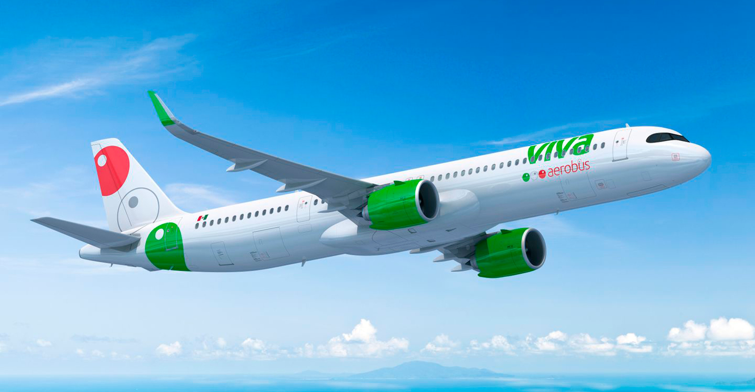 Airbus A321neo in Viva Aerobus livery.