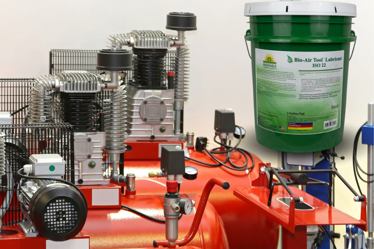 Renewable Lubricants&rsquo; biodegradable Bio-Air Tool&trade; lubricants have better natural lubricity than petroleum-based oils but are safer for employees and the environment.