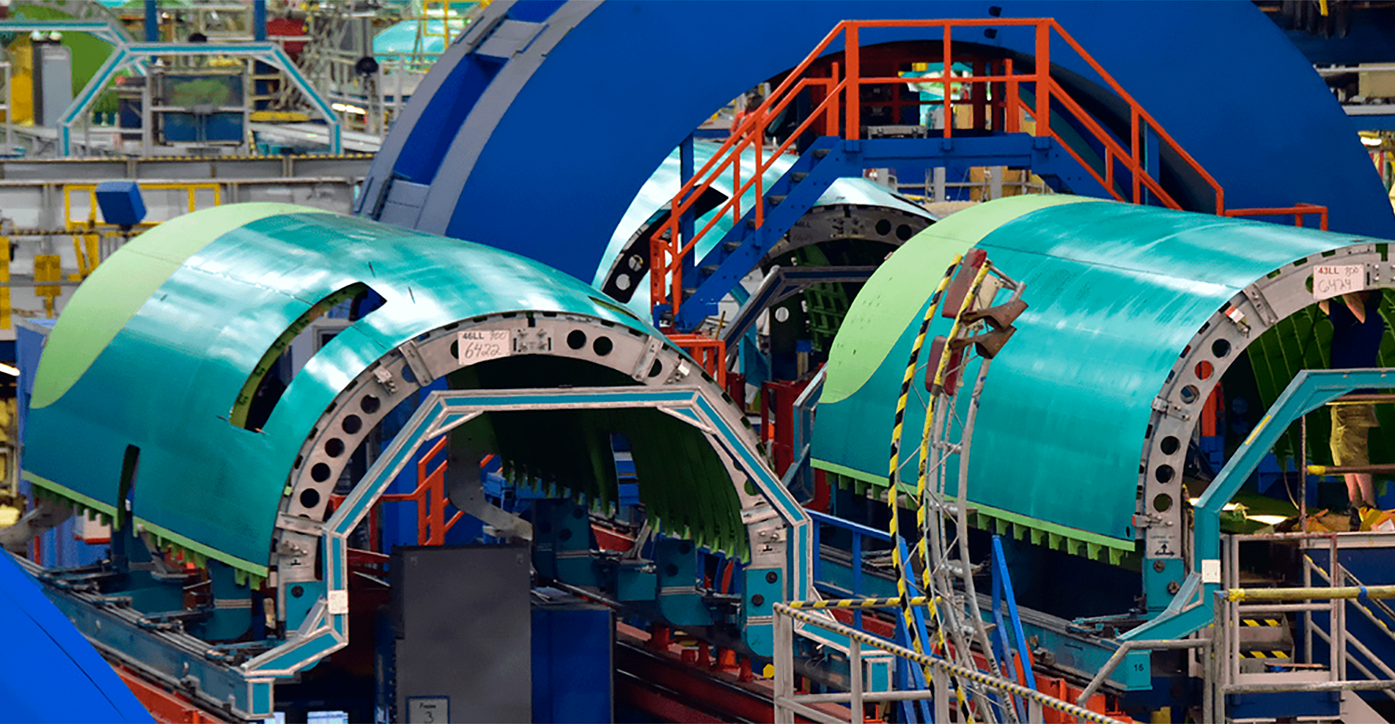 Fuselage assembly at Spirit AeroSystems.