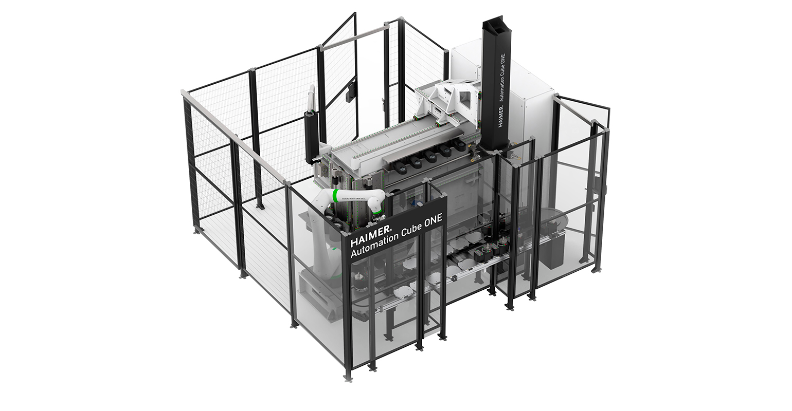 Haimer&rsquo;s Automation Cube One robotized work cell.