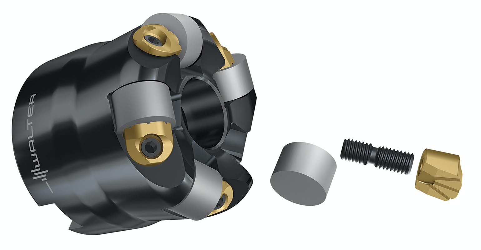 M2472 and M2473 milling cutters with ceramic button indexable inserts provide reliability and toughness for increased productivity. The cutting diameters (Dc) range from 32 to 63 mm.