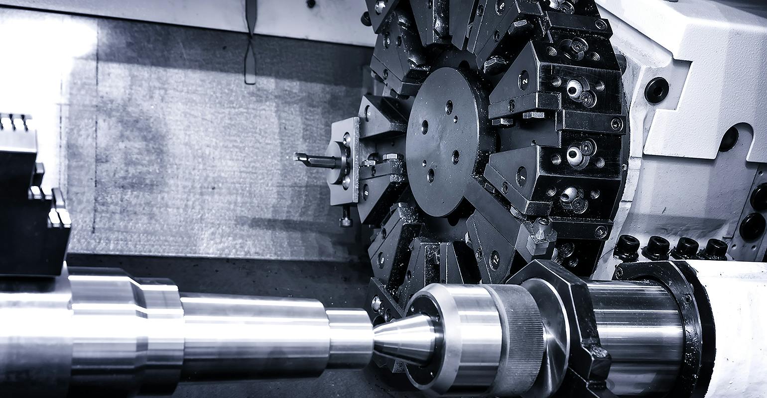 Rotating head with drilling tools, bits in high-precision CNC machining.