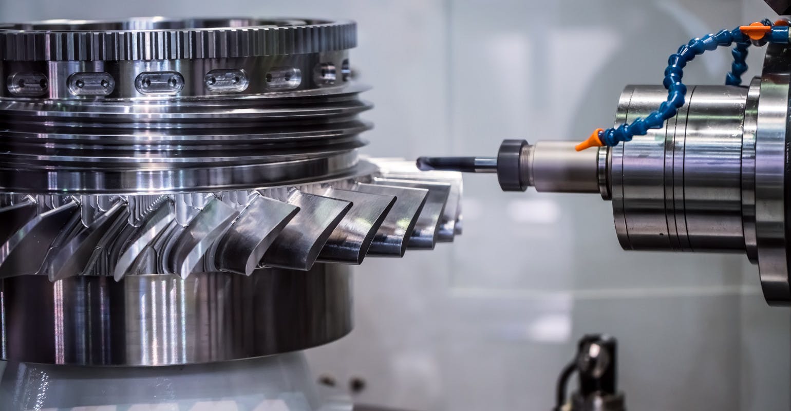 CNC grinding machine, close-up.