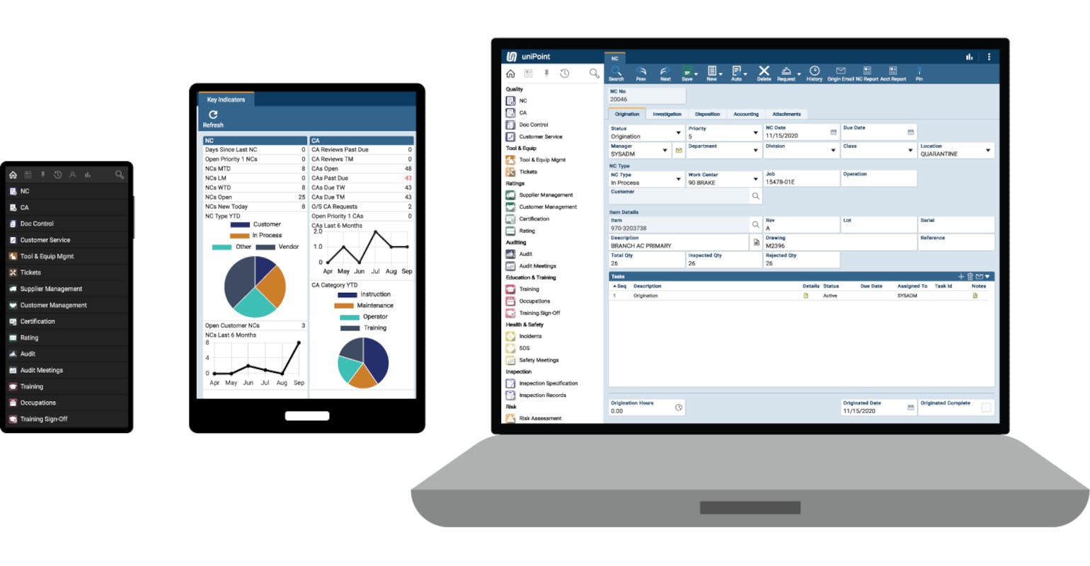 JobBOSS2 Advanced Quality presents a complete ISO compliance solution, bridging multiple quality standards, and has 23 quality management modules, over 100 quality reports, 800 quality metrics, 80 trend analysis graphs and a built-in quality workflow system.