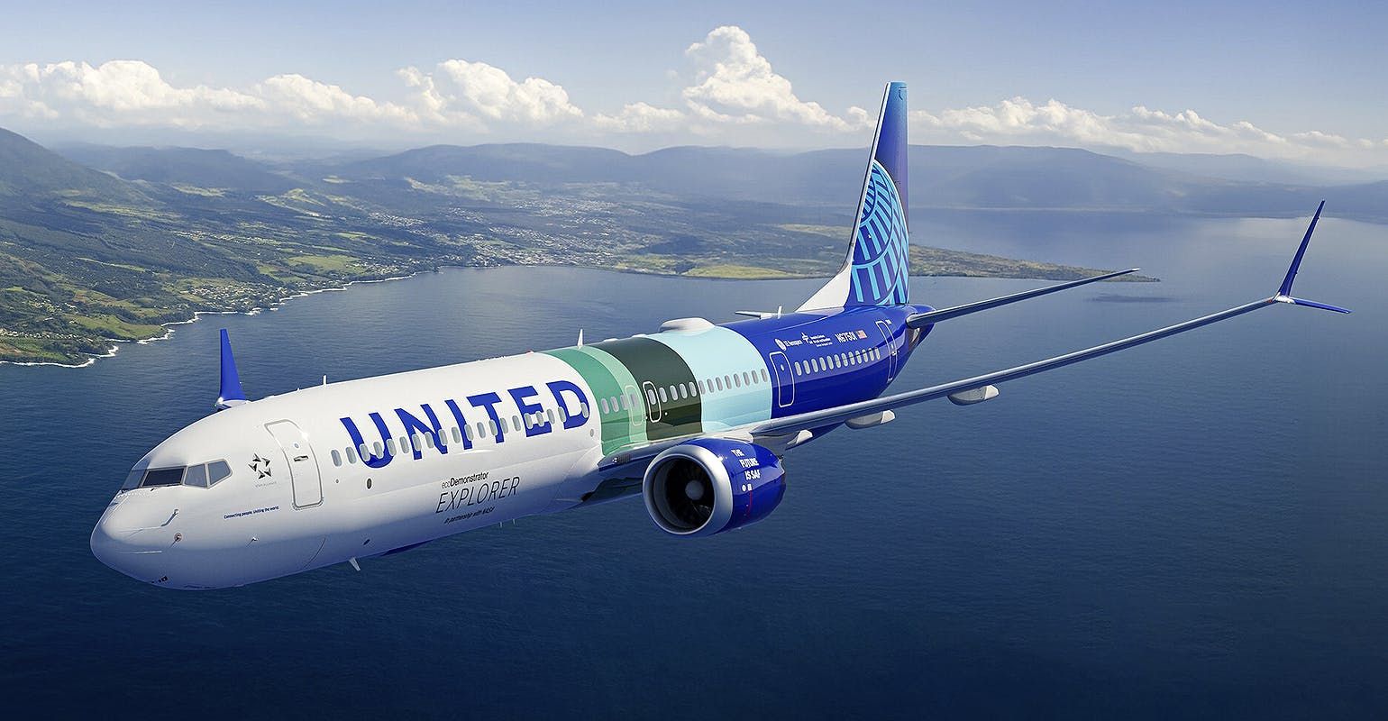 A United Airlines 737 10 was selected to conduct a test for the Boeing/NASA Sustainable Flight Demonstrator project.