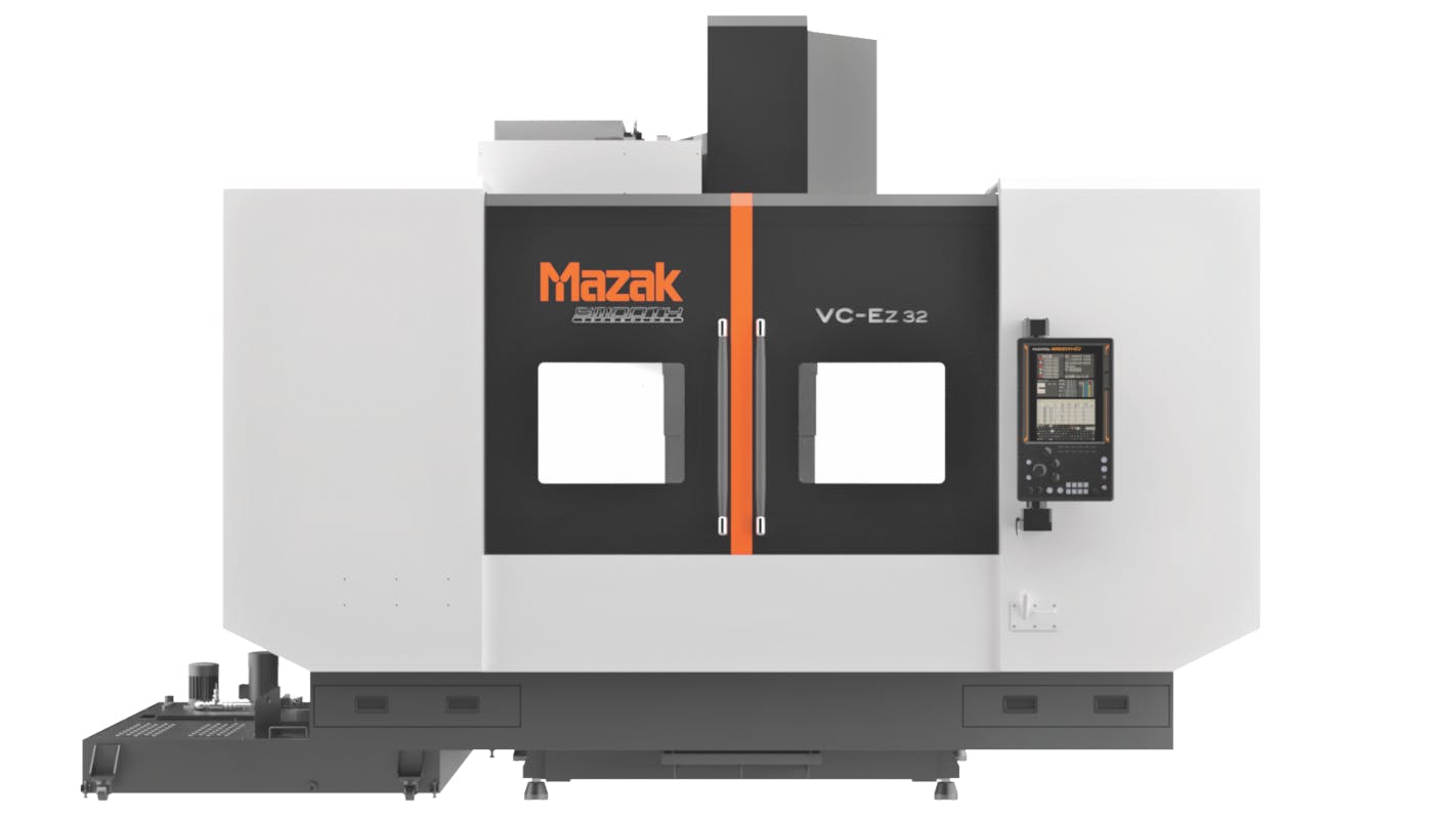 The 50-taper VC-Ez 32 vertical machining center with a 32-in. Y axis. Mazak&rsquo;s Kentucky-built Ez machines provide affordability, reliability, and configurability to meet a variety of production needs.