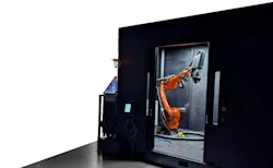 The Robotic Metal Additive Manufacturing System from One-Off Robotics uses KUKA robots for 3D printing processes in support of defense, aerospace, research, and specialized production programs. The Robotic Metal Additive Manufacturing System from One-Off Robotics uses KUKA robots for 3D printing processes in support of defense, aerospace, research, and specialized production programs.