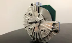 A cut-away view of an electric motor with a PCB stator in place. A cut-away view of an electric motor with a PCB stator in place.