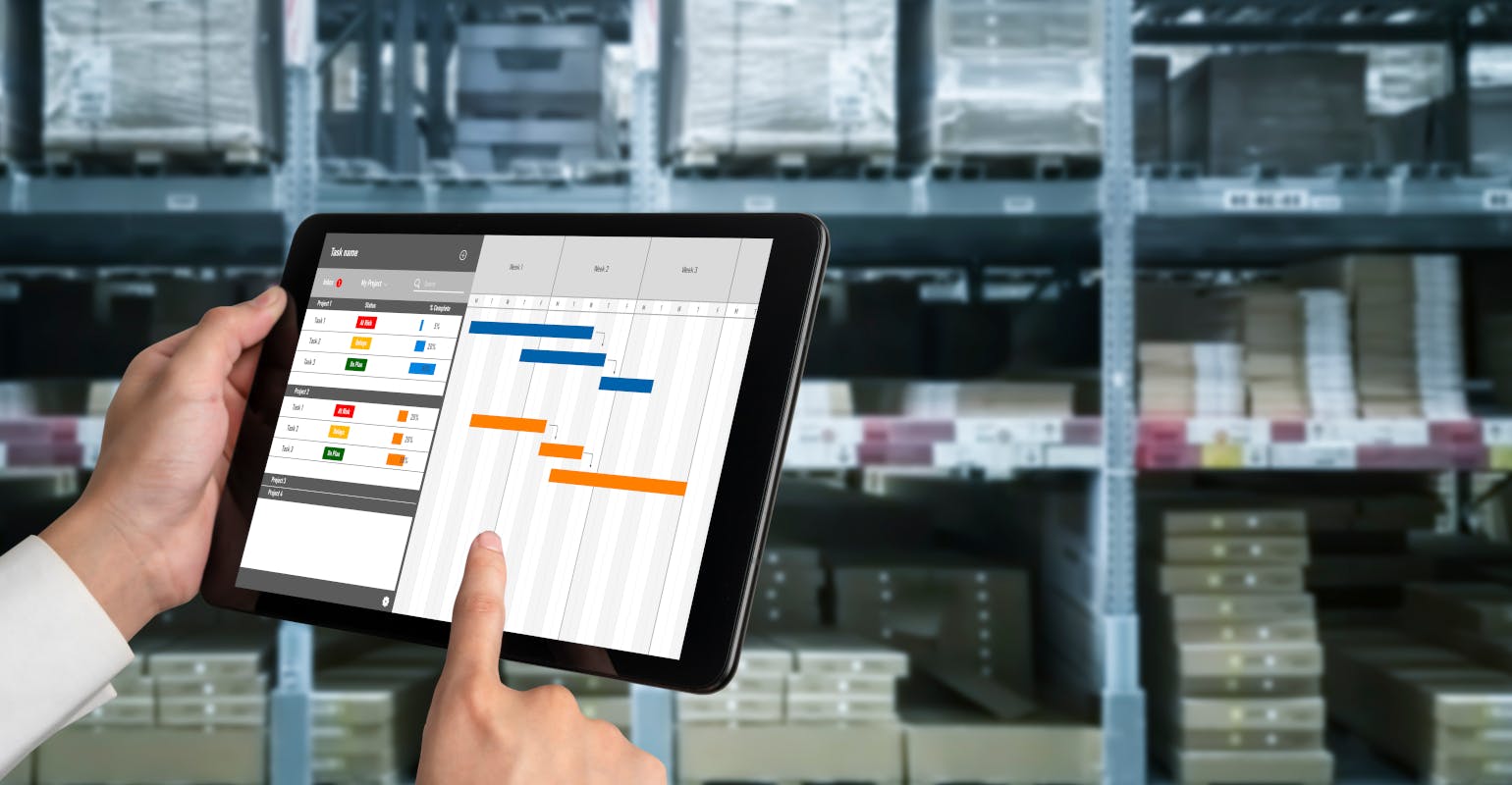 Tablet and inventory in a manufacturing operation.