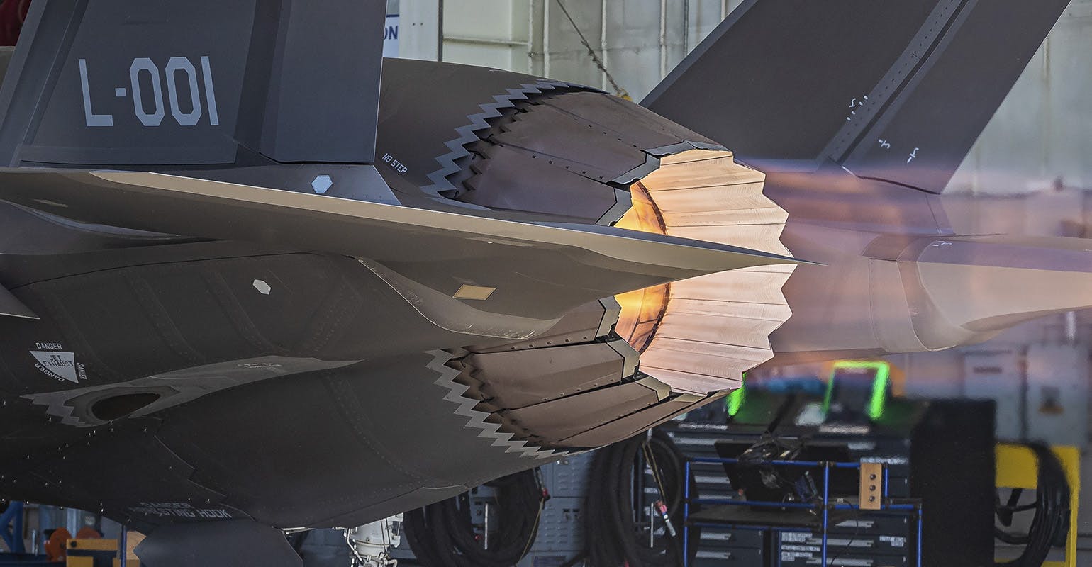 Pratt & Whitney F135 afterburning turbofan engine provides the power for the F-35 Joint Strike Fighter.