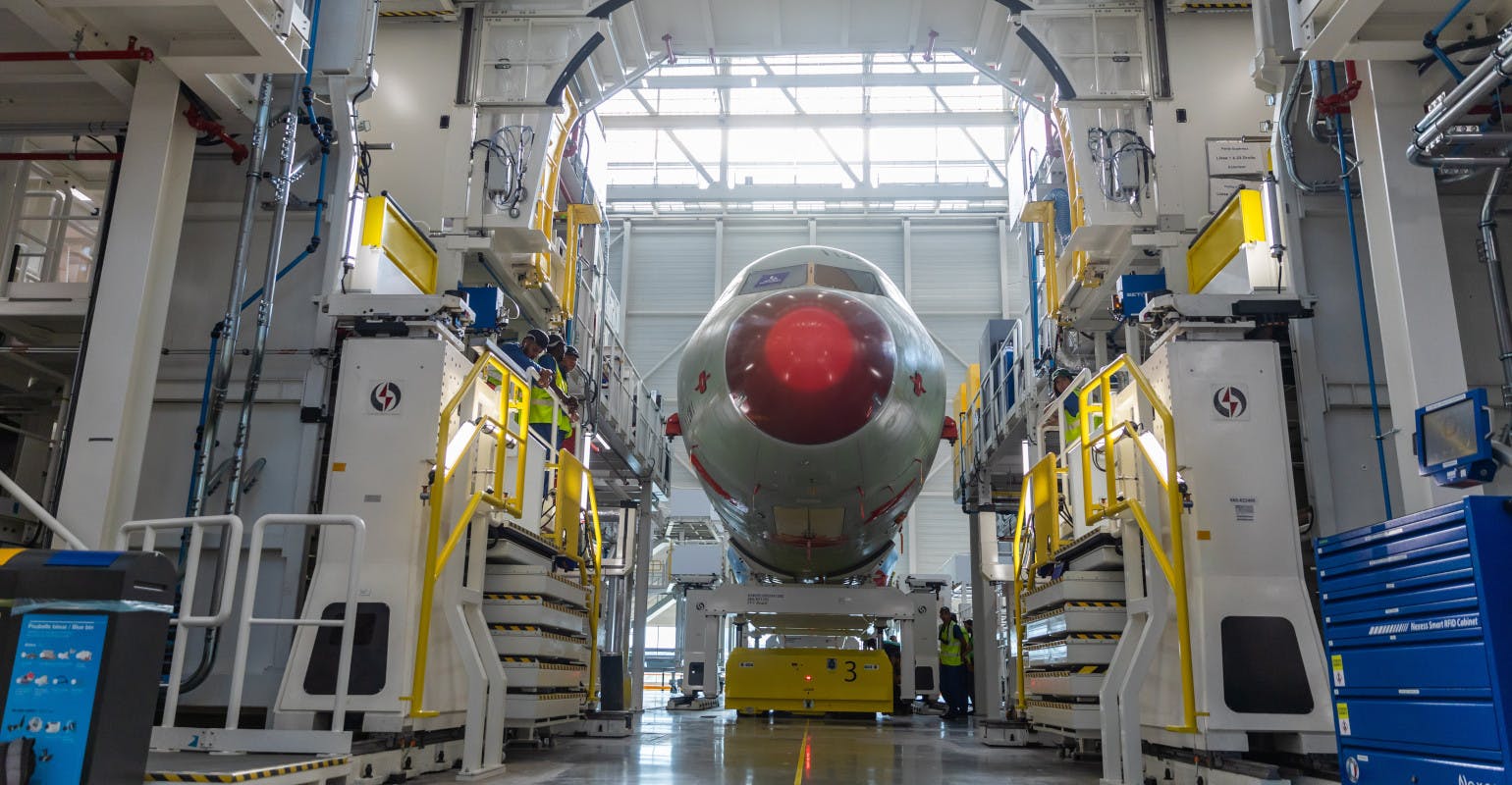 Airbus A321neo fuselage in final assembly, Toulouse, France.