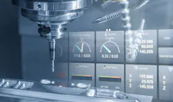 The end-mill tool and CNC milling of a mold part. The end-mill tool and CNC milling of a mold part.