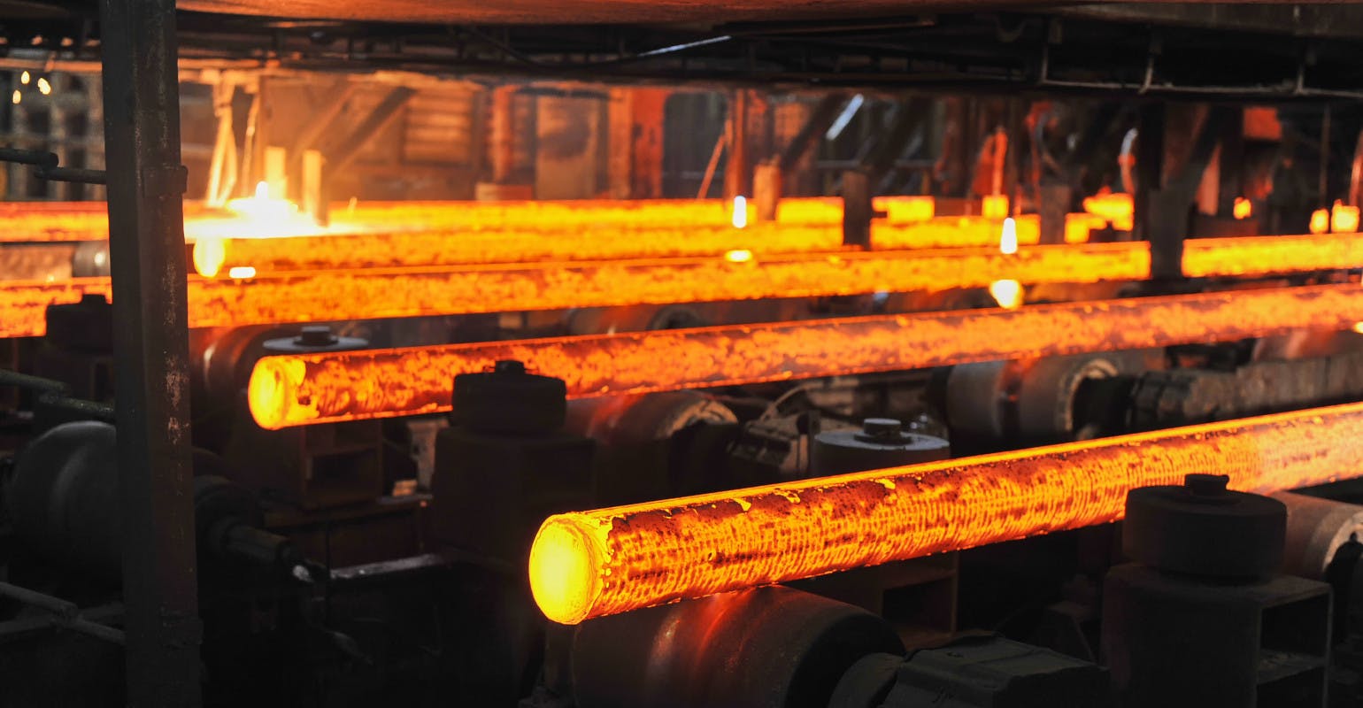 Continuous cast steel rounds.