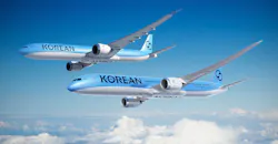 A Boeing 777-9 and Boeing 787-10 Dreamliner illustrated in Korean Air’s new livery. A Boeing 777-9 and Boeing 787-10 Dreamliner illustrated in Korean Air’s new livery.