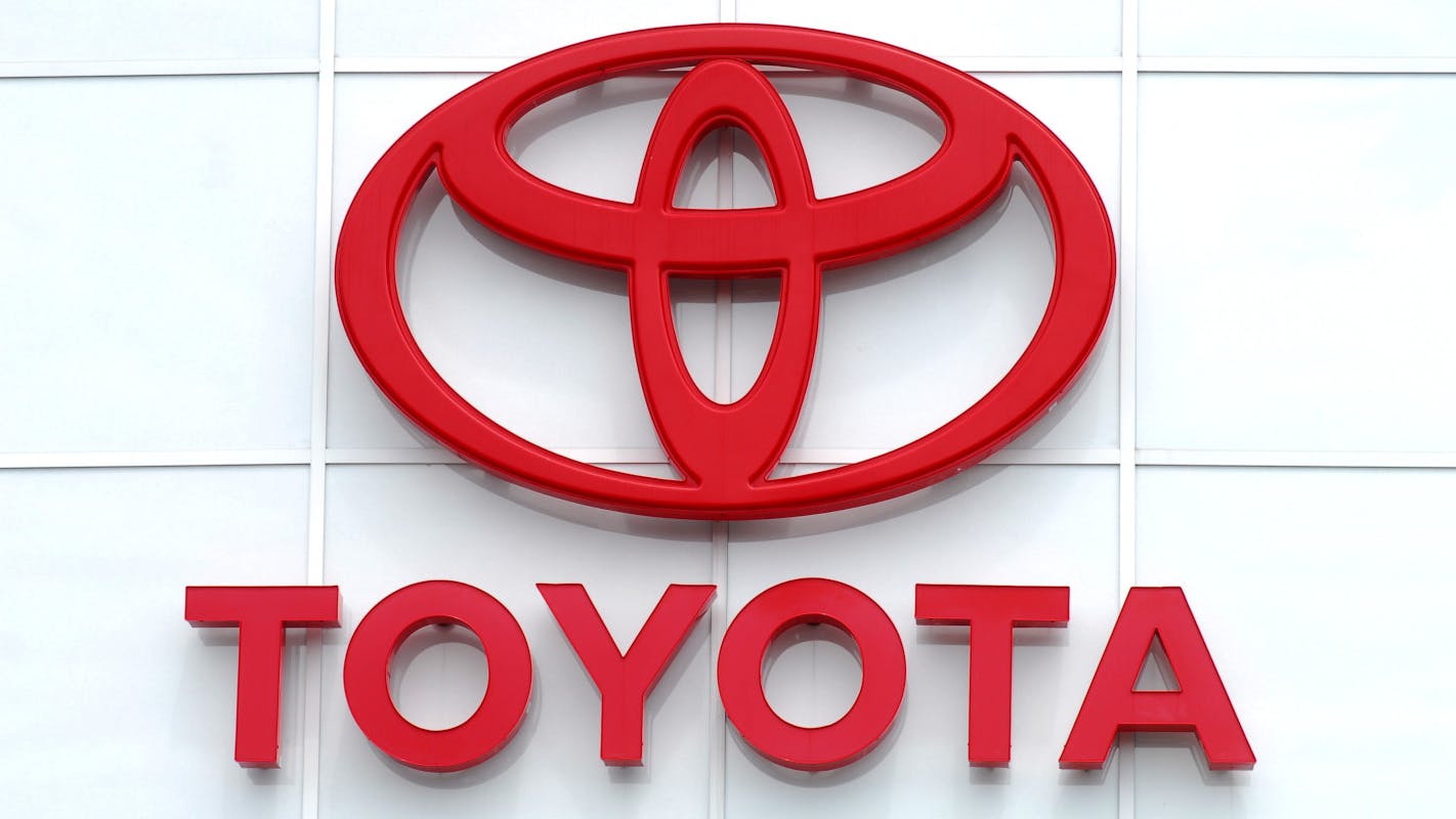 Toyota logo signage.