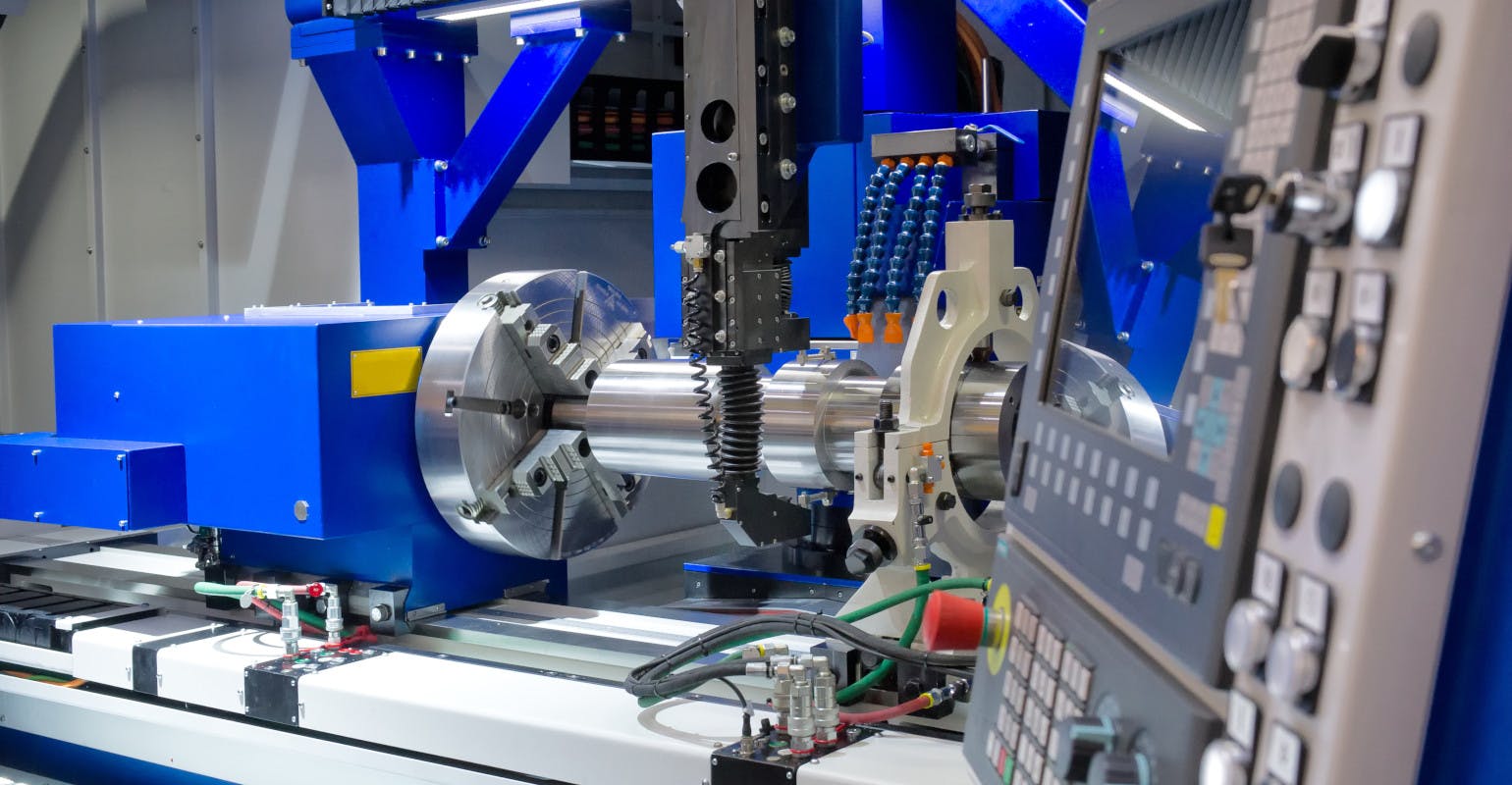 CNC machine and control panel.