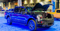 2022 Ford F-150 Lightning electric pickup truck at the 2023 Chicago Auto Show 2022 Ford F-150 Lightning electric pickup truck at the 2023 Chicago Auto Show