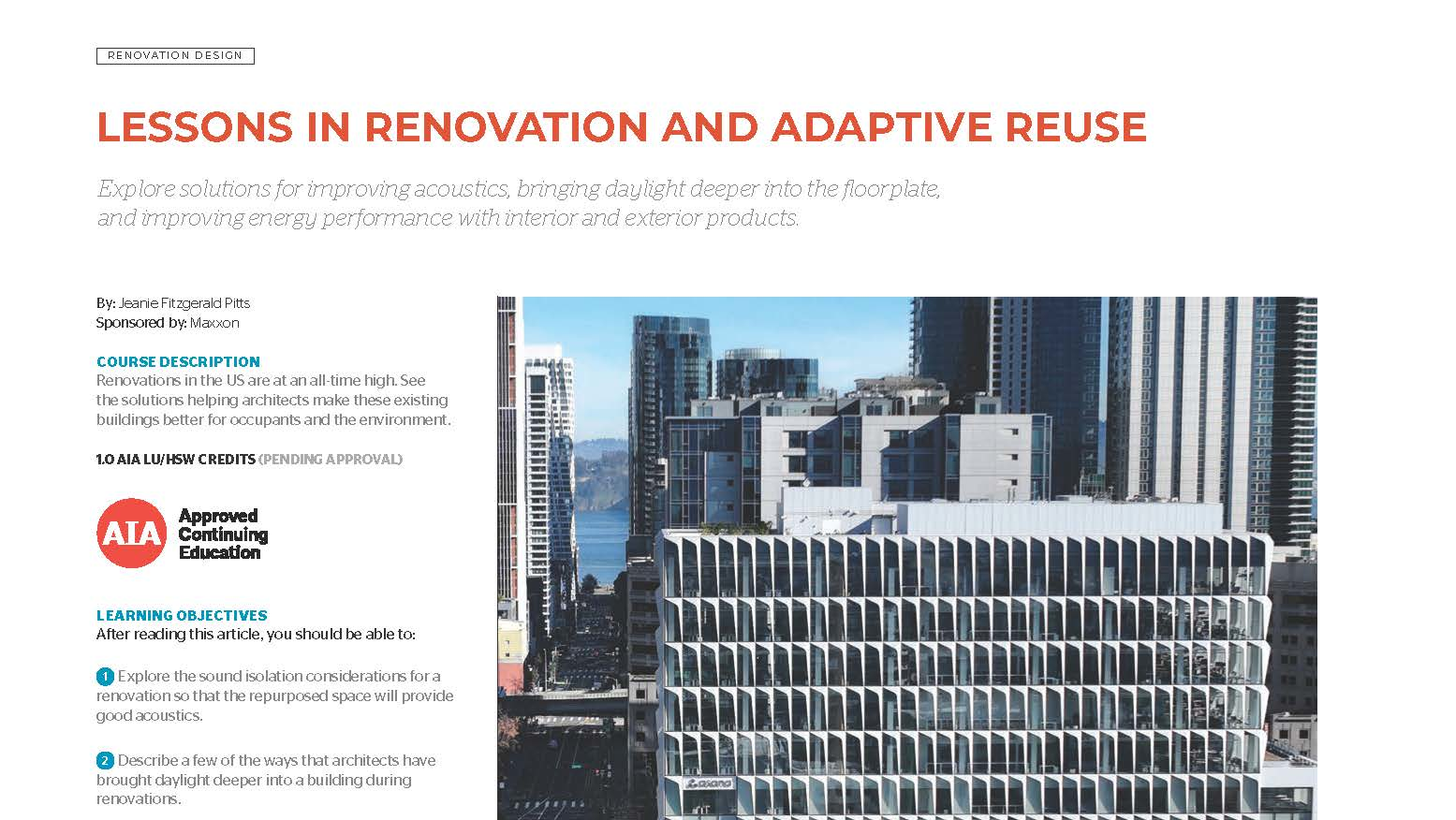 Renovation Aia Ceu Daylighting Acoustics Energy Efficiency