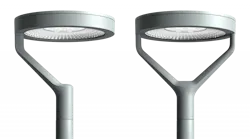 These 20 ft. post-top luminaires are available in single-arm and double-arm mount styles. These 20 ft. post-top luminaires are available in single-arm and double-arm mount styles.