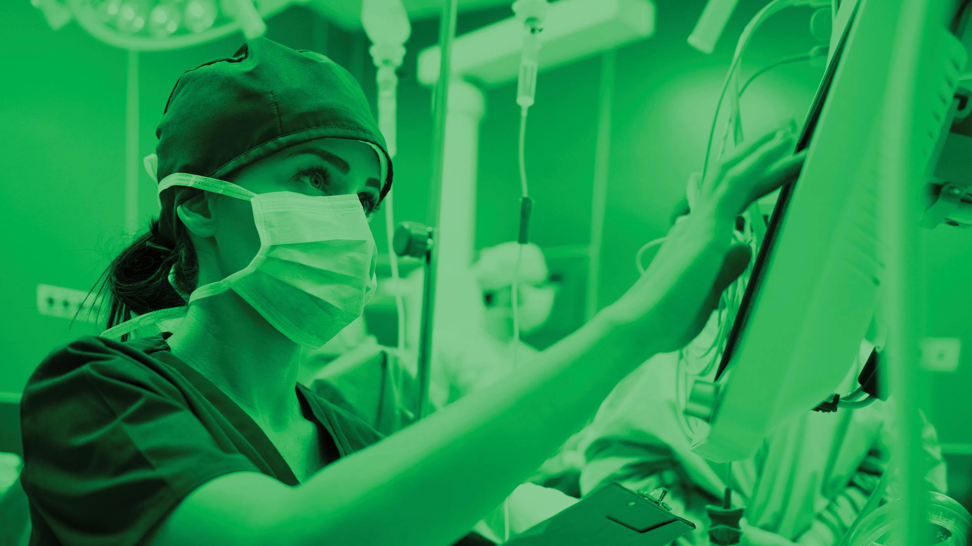 Narrow spectrum green LED lighting offers an illumination solution that can remain on during an operating procedure without compromising a surgeon's view.