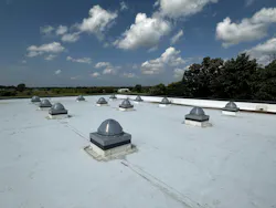 The roof at the New London Educational Learning Center (ELC) in New London, MN, was designed by Hay Dobbs Architects to include 12 Solatube units. The roof at the New London Educational Learning Center (ELC) in New London, MN, was designed by Hay Dobbs Architects to include 12 Solatube units.