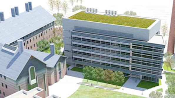 A rendering of the new science and engineering building now under construction at the University of Connecticut
