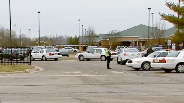 Police were on hand Tuesday afternoon after a fatal bus accident at Amy Beveland Elementary School in Indianapolis