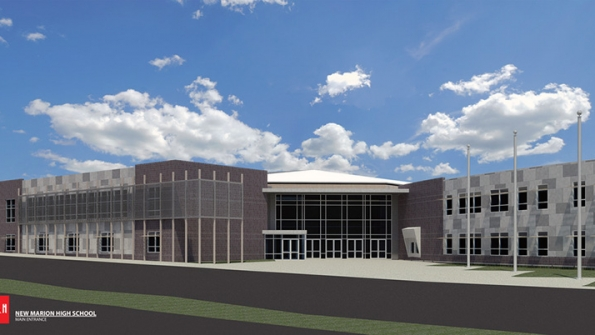 Rendering of Marion High School under construction in Marion Ill
