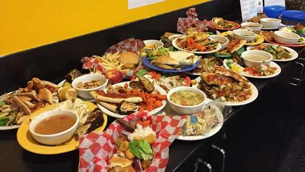Some of the discarded food that was part of the Food Waste Buffet at a Portland State University dining hall