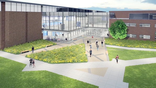 Rendering of wellness and recreation center under construction