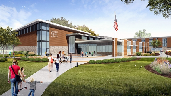 A rendering of the new Sunset Ridge School now under construction in Northfield Ill