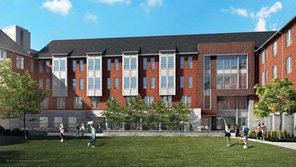 Rendering of the residence hall now being built at the New England Institute of Technology