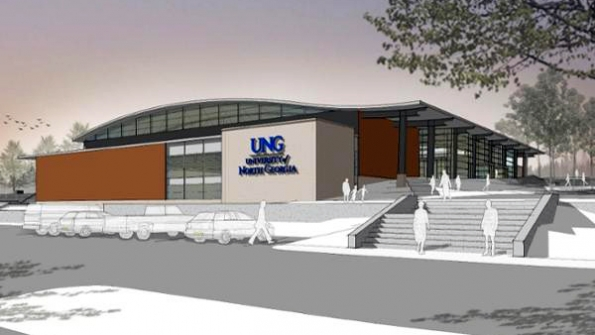 Rendering of convocation center under construction at University of North Georgia