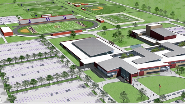 Rendering of new high school campus in Johnston Iowa district