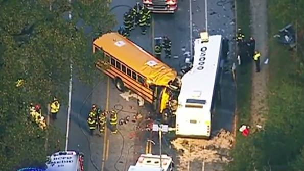 A school bus driver was killed as were five people on a commuter bus when the two vehicles crashed in Baltimore