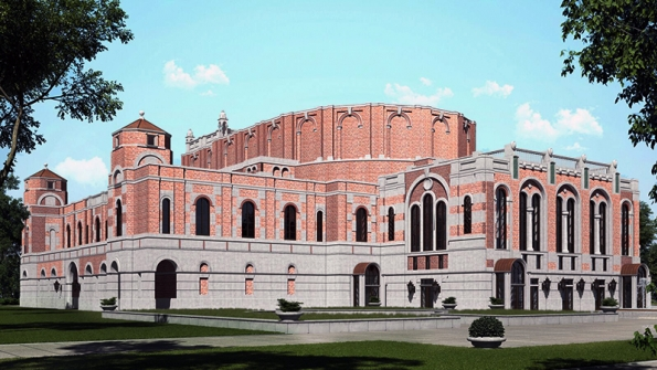 Rendering of plans for a new music and opera building at Rice University in Houston