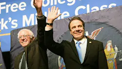 US Sen Bernie Sanders of Vermont joined New York Gov Andrew Cuomo earlier this year to announce Cuomo39s proposal for free college tuition US Sen Bernie Sanders of Vermont joined New York Gov Andrew Cuomo earlier this year to announce Cuomo39s proposal for free college tuition