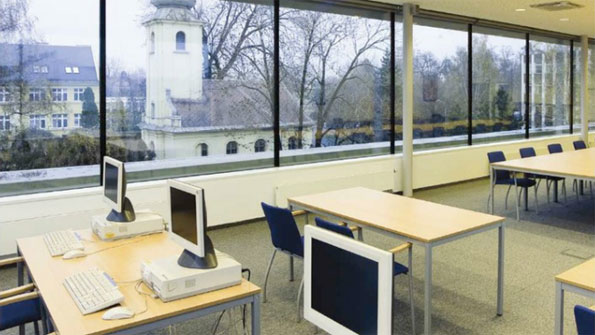 Interior spaces where students and staff will be working for extended periods of time should have view windows that provide access to exterior views