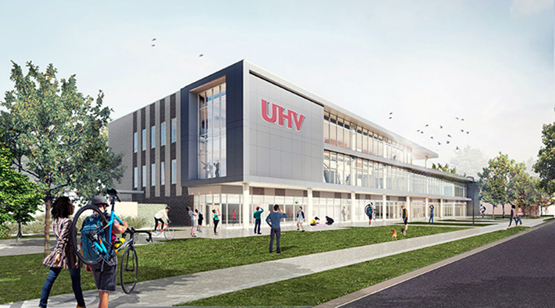 Rendering of planned University Commons on the campus of University of HoustonVictoria