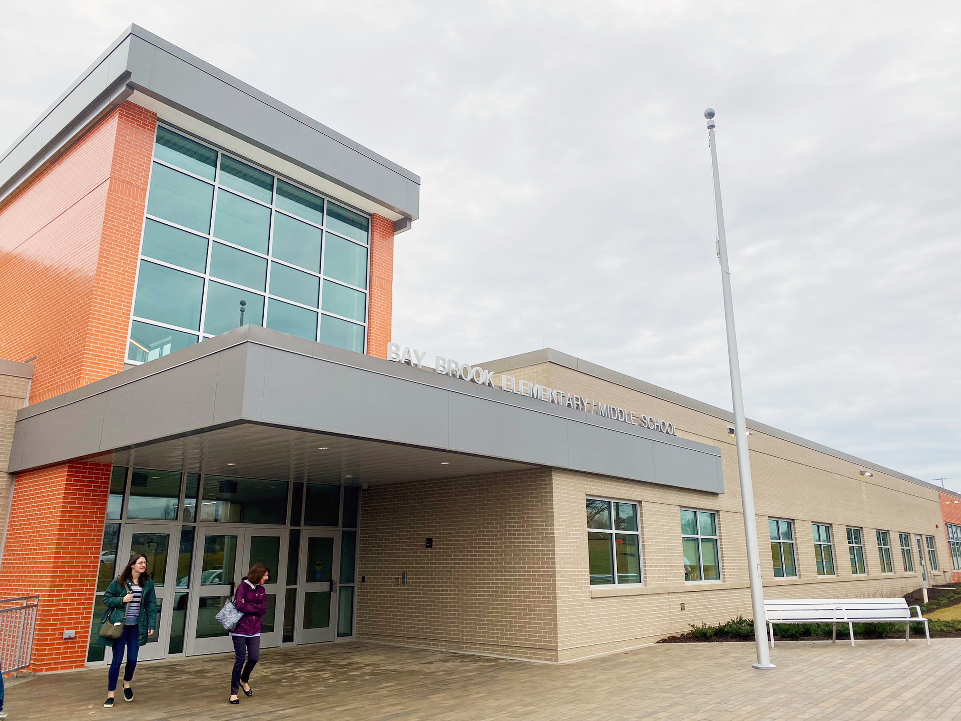 Bay Brook Elementary/Middle School is one of 3 campuses that opened Monday.
