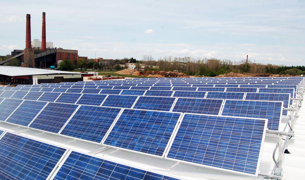 Solar panels installed at Michigan State University.