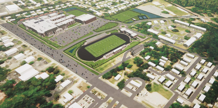 Aerial rendering of the K-12 multi campus