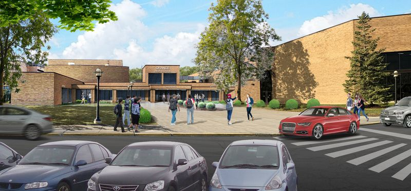 Orange High School Entryway Rendering 61f2dbef27208